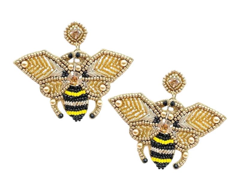 The Baby Purple Bee Earrings in Gold (Clip)