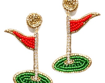 Golf Seed Beaded Clip On Earrings Lightweight Clipon Post Seedbead Designs