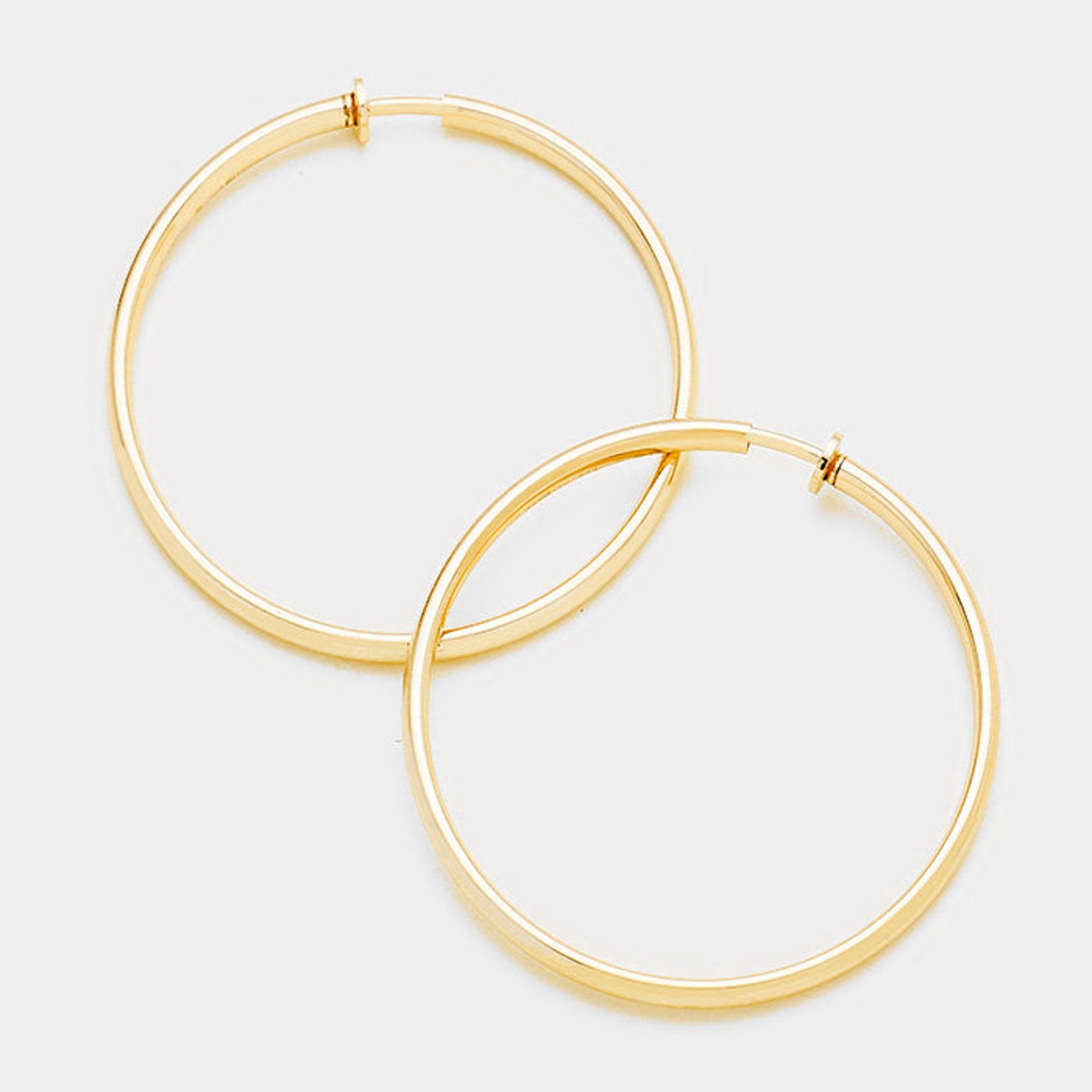Gold Clip on Basic Hoop Earrings Lightweight Design Silver Etsy
