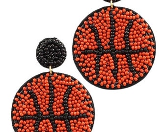 Basketball Seed Beaded Clip On Earrings Lightweight Clipon Post Seedbead Designs