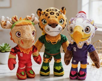Muñeco de peluche de la mascota oficial de la Copa Mundial 2026, figura de peluche suave de las 3 mascotas de la Copa Mundial de EE. UU., Canadá y México, juguete de peluche de alce, águila y jaguar