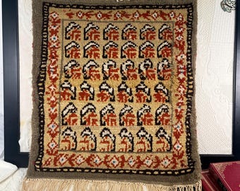 Vintage Handwoven Wool Textile Wall Hanging | Llama Alpaca Motif, Andean Folk Art
