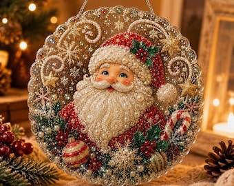 Christmas Pearl Diamond Art Painting Suncatcher Kit, DIY Craft Kit for Adults, Christmas Decorations, Christmas Gift, Festive Wall Decor