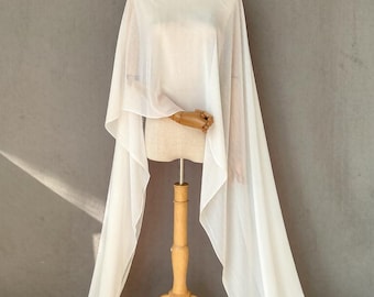 Chal de novia de gasa, chal de novia de gasa, chal de novia transparente, bufanda larga de novia, cubrecuello de novia, bufanda blanca de boda, novia minimalista