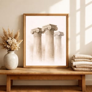 Greek Ionic Columns Wall Art, Classical Pillars Print, Vintage Minimalist Architecture Poster (Digital Download)