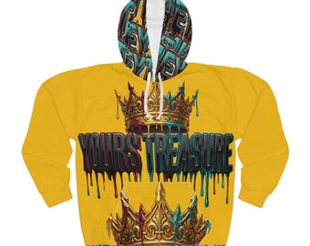 Felpa con cappuccio Drip Crown Graphic 4Ever Yours Treasure / Streetwear di lusso / Design fronte e retro
