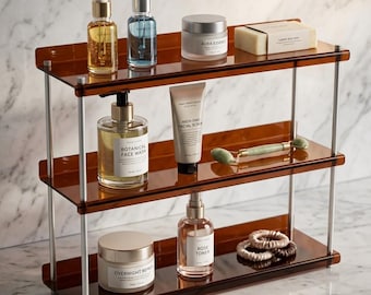 Amber Acrylic 3-Tier Desktop Organizer with Aluminum Alloy Pillars