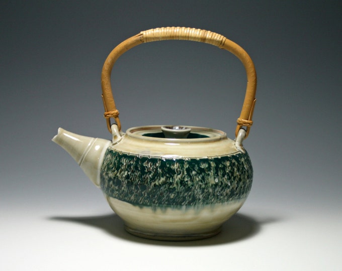 Handmade Porcelain Teapot With Cane Handle Etsy