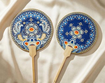 Phoenix Crown Round Fan, Chinese Hand Fan, Hanfu Accessory, Wedding Photo Prop, Oriental Cultural Gift, Gift for Women