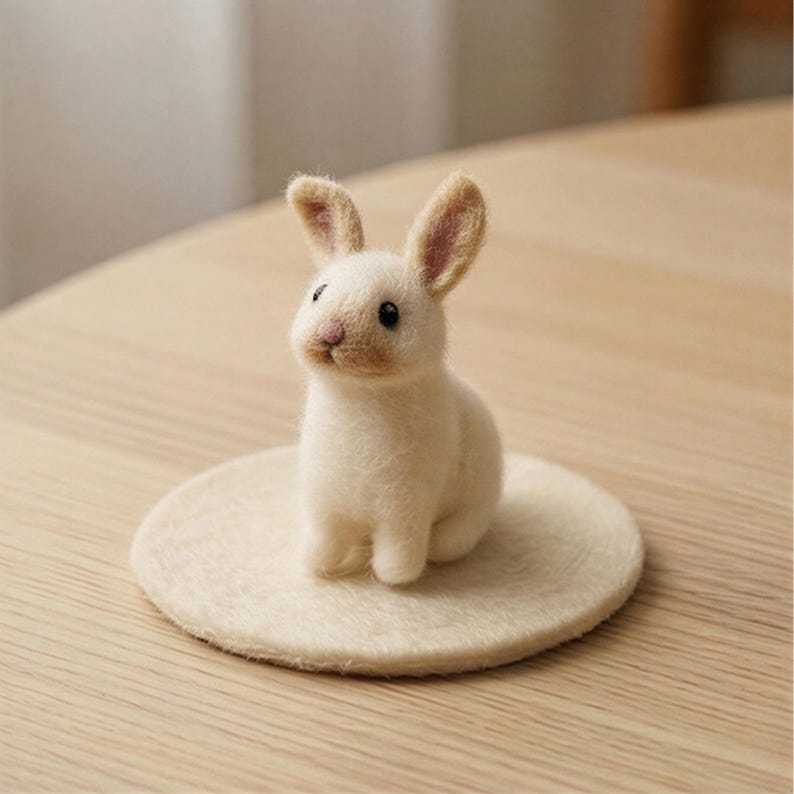 Needle Felted Mini Bunny, Small Wool Rabbit Figurine, Pocket Size Bunny Decor, Small Animal Gift image 6
