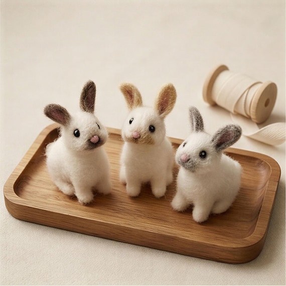 Needle Felted Mini Bunny, Small Wool Rabbit Figurine, Pocket Size Bunny Decor, Small Animal Gift