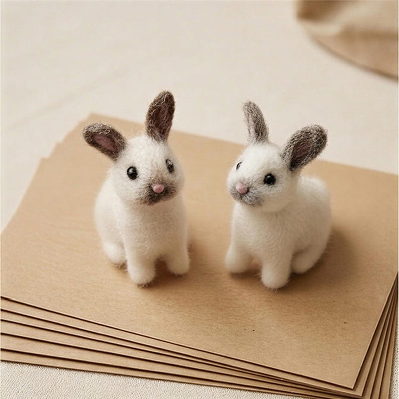 Needle Felted Mini Bunny, Small Wool Rabbit Figurine, Pocket Size Bunny Decor, Small Animal Gift image 4
