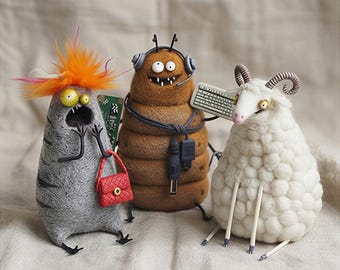 Personalized Felted Animal Collectibles, Whimsical Wool Animal Figurines, Tiny Felt Creature Decor, One of a Kind Gift