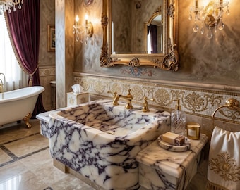 Calacatta Viola Marmor Waschbecken - Violettes gemasertes Handwerkerbecken