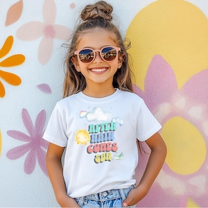 Camiseta infantil "Después de la lluvia sale el sol" – Camiseta con mensaje positivo para niñas y niños.