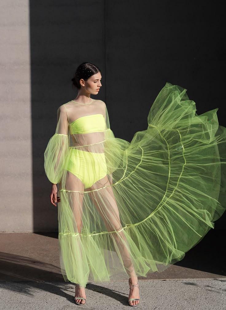 sheer lime green dress Lumiere Strapless Sheer Mesh Dress Lime