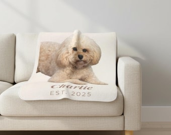 Custom Dog Sherpa Blanket Personalized Pet Photo Blanket Dog Lover Gift Pet Memorial Blanket Custom Puppy Blanket Cozy Sherpa Throw 50 x 60