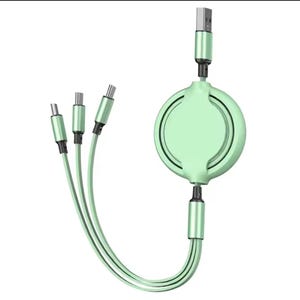 Cable de carga retráctil 3 en 1, cargador USB múltiple rápido para iPhone, Samsung, Huawei y Xiaomi.