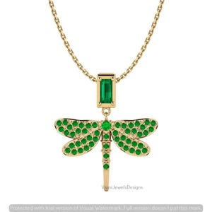 Collar de libélula esmeralda, colgante llamativo de plata de ley 925, joyería de verano para mujer, regalo para el Día de la Madre