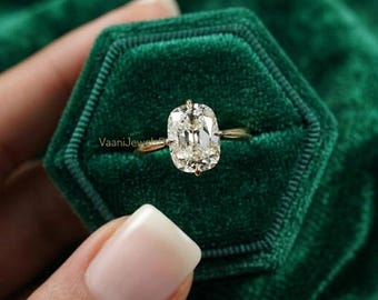 Sterling 925 Silver Elongated Cushion-Cut Lab-Grown Moissanite Engagement Ring, Jewelry for Women's, Anniversary Gift