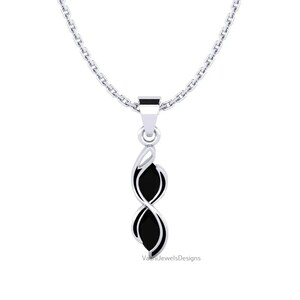 Black Onyx Infinity Pendant Necklace, Minimalist Sterling 925 Silver Jewelry, Personalized Gift for Mother