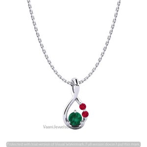 Handgjort hänge i sterling silver 925 med flerfärgad safir och rubin, födelsedagspresenter till henne