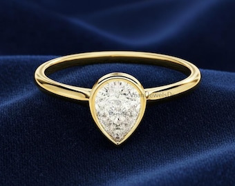 Sterling 925 Silver Solitaire Pear-Cut Moissanite Diamond Wedding Ring, Wife Promise Gift, Modern Jewelry
