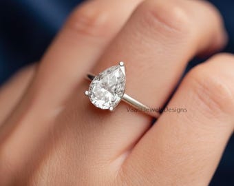 Sterling 925 Silver White Moissanite Engagement Ring, Solitaire Promise Ring for Women's, Minimalist Jewelry