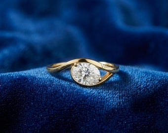 Sterling 925 Silver White Moissanite Diamond Engagement Ring, Women's Summer Jewelry, Dainty Wedding Gift