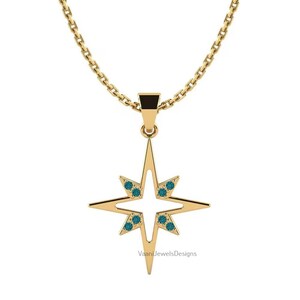 Ciondolo da donna in argento sterling 925 con pietre preziose multiple create in laboratorio, collana con Stella Polare, regalo con pietra portafortuna per lei