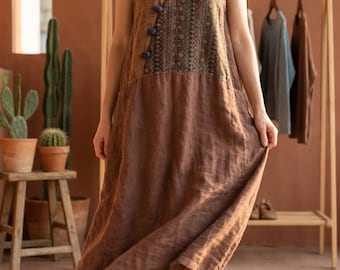 Handmade Linen Slip Dress | Boho Summer Maxi Dress | Slow Fashion Gift for Her