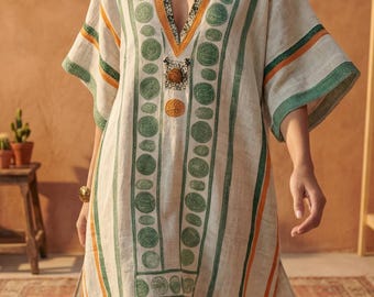 Women's V-Neck Boho Midi Dress | Printed Seaside Resort Wear | Summer Vacation Gift