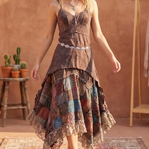 Abito lungo boho patchwork / Cotone ricamato stile Mori / Regalo estivo per lei