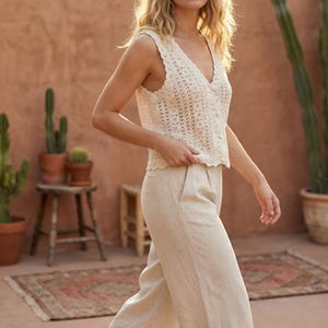 Crochet Cotton Vest | French Boho Knit Top | Birthday Gift for Her image 4