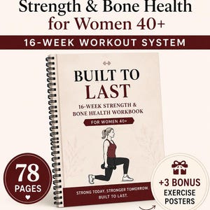 Strength Training for Women Over 40 | Bone Health & Osteopenia Workout Plan | Menopause Exercise Workbook | Printable PDF