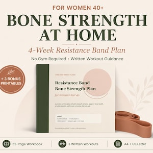 Resistance Band Workout Plan for Women Over 40, Bone Strength Planner, Osteopenia Exercise Tracker, Low Bone Density Home Workout PDF