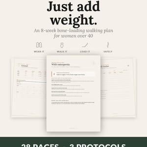 Weighted Vest Walking Plan for Women Over 40, Rucking Workout for Bone Health & Osteopenia, 8 Week Printable Walking Program PDF