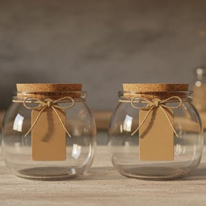 Glazen potten van 200 ml met kurken deksel - 7 oz doorzichtige potten honingpudding - kleine esthetische kruidencontainers, trouwbedankjes, potten zelf kaarsen maken
