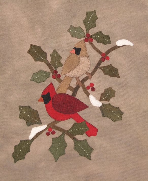 Cardinals in the Holly Digital Pattern Cotton Tales Designs