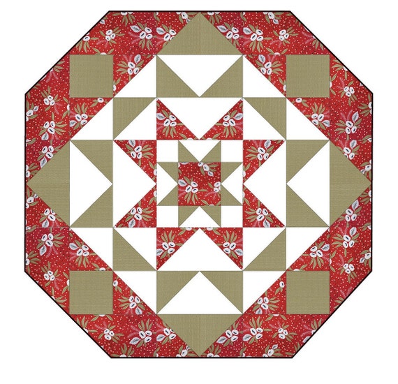 Christmas Starburst Table Topper or Wall Quilt Digital Pattern