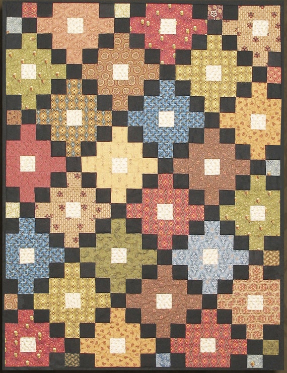 Cobblestones Mini Quilt  and Lap Size Quilt Digital Pattern Cotton Tales