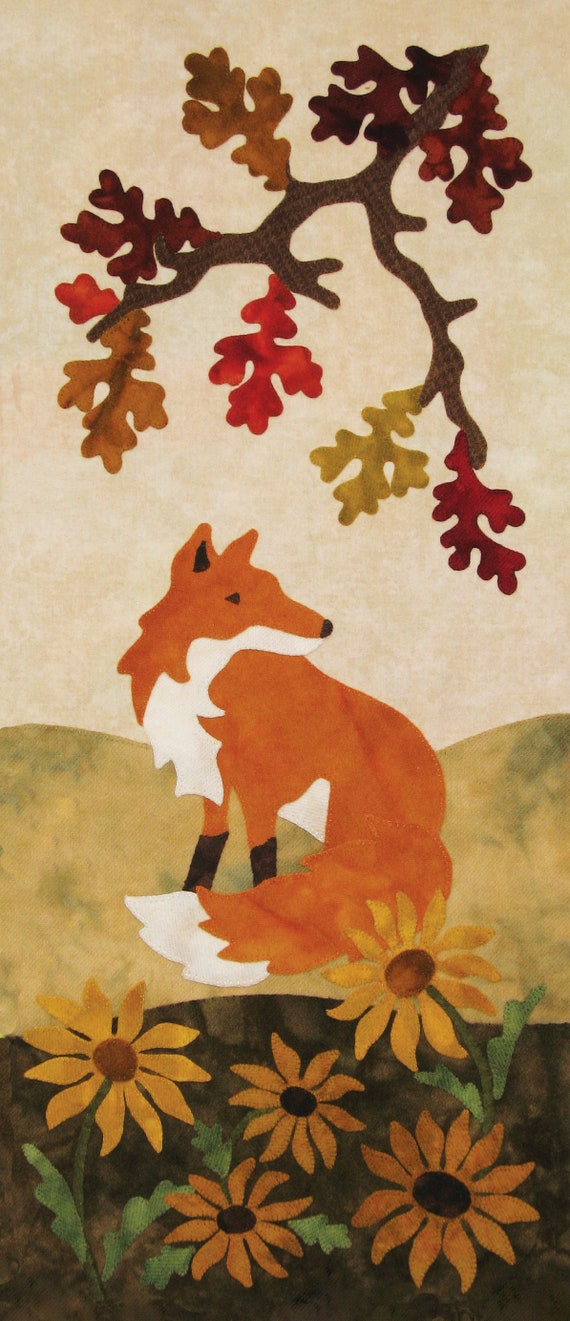 Fox in My Garden Wool Applique Wall Hanging - Digital Pattern