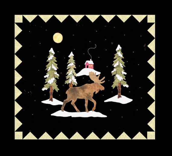 Winter Stroll Digital File Moose Amongst the Pines in Snow
