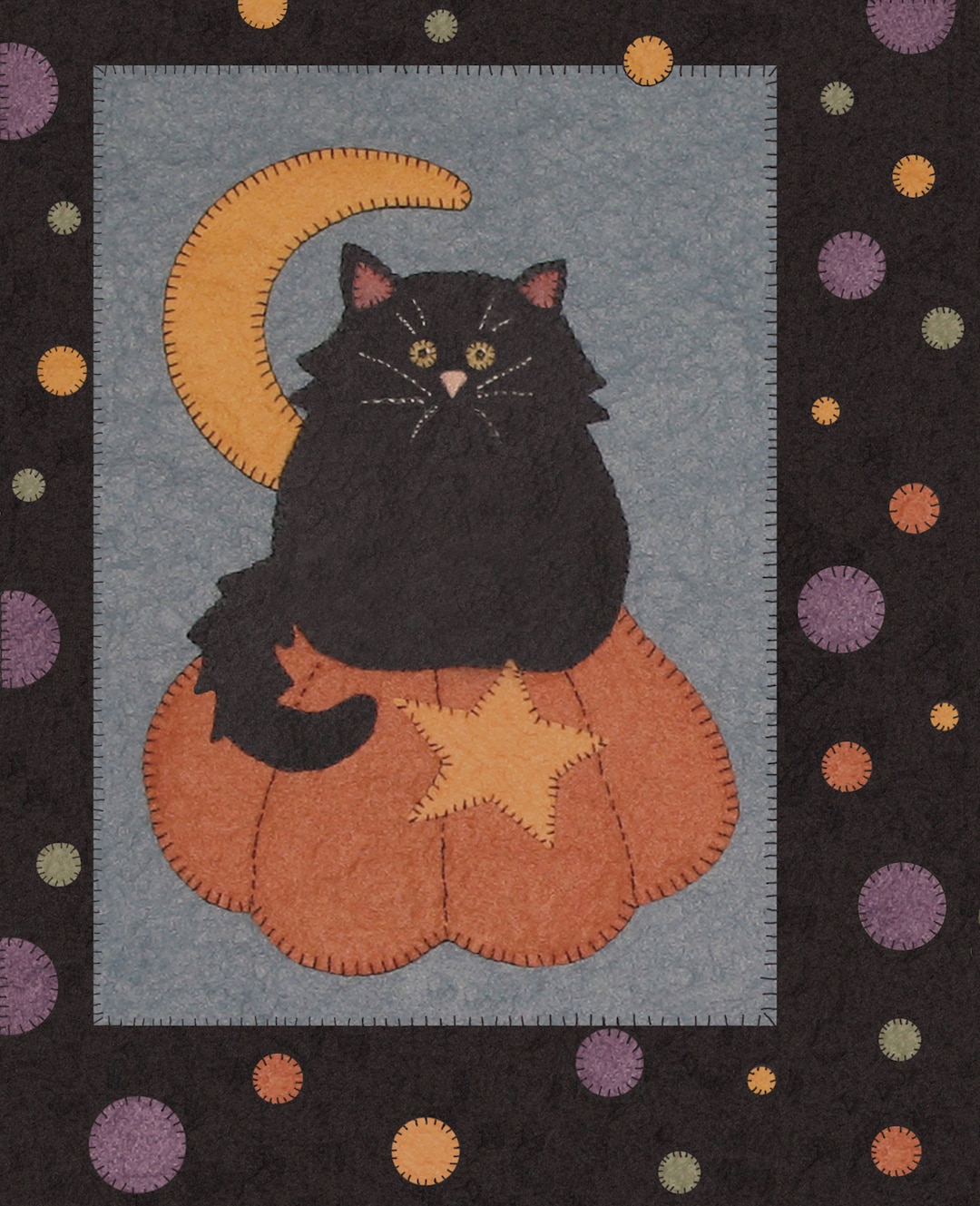 Holler - Wool Applique Black Cat for Halloween - Digital Pdf Pattern - Etsy