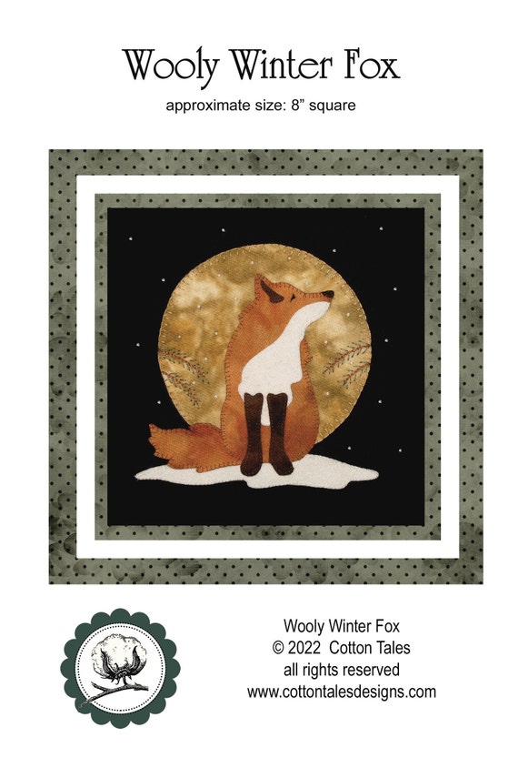 Wooly Winter Fox Wool Applique digital pattern