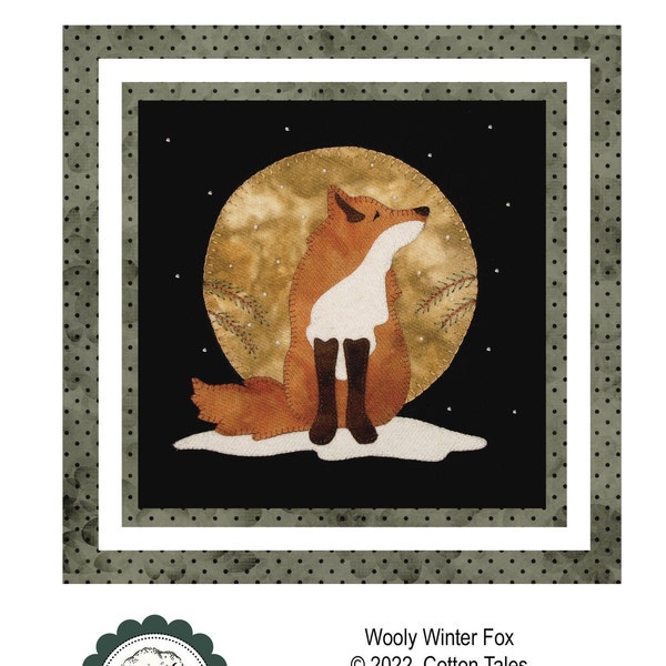 Wooly Winter Fox Wool Applique digital pattern