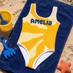 Costume da bagno personalizzato per bambina, costume da bagno estivo personalizzato con nome per neonata, costumi da bagno per bambini da spiaggia e da piscina, iniziali personalizzabili, regalo di compleanno.