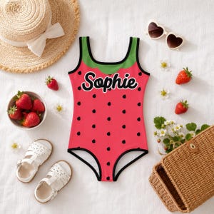 Costume da bagno personalizzato per bambina, costume da bagno estivo personalizzato con nome per neonata, costume da spiaggia per bambina, costume da bagno per piscina per bambini, fragola personalizzabile, regalo di compleanno