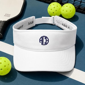 Personalized Monogrammed Embroidered Tennis Visor - Unisex Customized Initials Sports Visor, Mens Womens Sun Protection, Low Profile Velcro