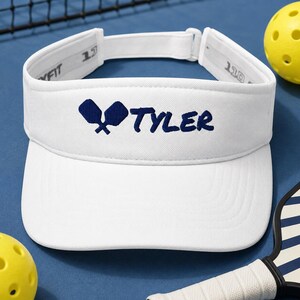 Personalized Pickleball Visor, Custom Name Monogram Hat, Embroidered Sun Visor, Sports Hat, White Low Profile, Pickleball Gift for Players